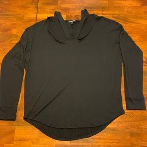 Black Long sleeve neck cut out blouse